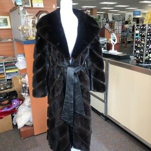Ranch Mink and Leather Full Length Coat